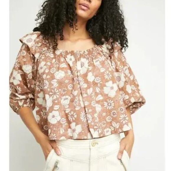 Free People Miss Daisy Printed Top NWOT Size SMALL - Picture 1 of 7